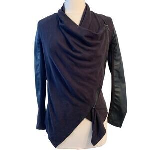 BLANKNYC Faux Suede Drape-Front Moto Jacket XS